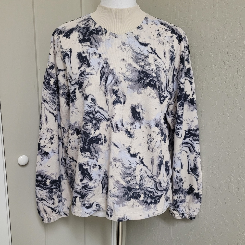 C&C California Indigo Water Color Crew Sweatshirt Tie Dye Size M